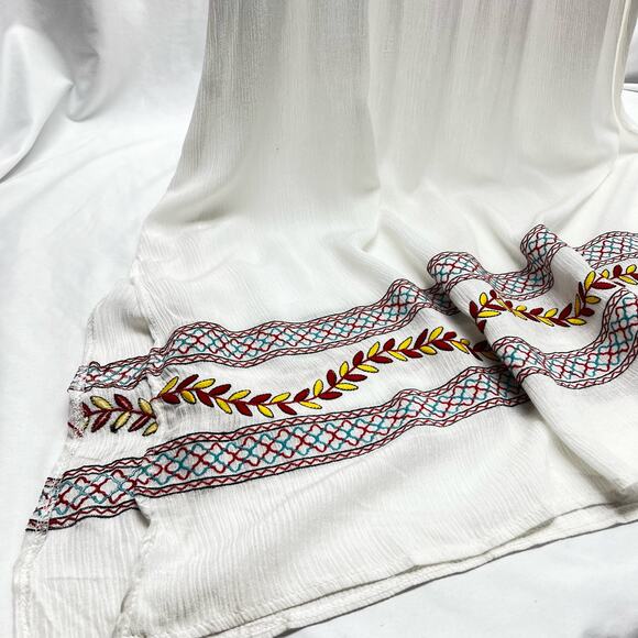 White Embroidered Midi Dress Swim Cover Beach Boho Women's XL China - Picture 2 of 8